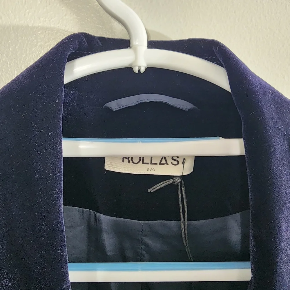 NWT Rollas Marmont Velveteen Blazer In Navy
